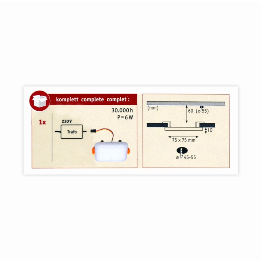 Paulmann 92393 - LED/4,5W IP44 Bathroom recessed light VARIFIT 230V