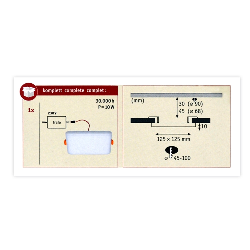 Paulmann 92397 - LED/8,5W IP44 Bathroom recessed light VARIFIT 230V