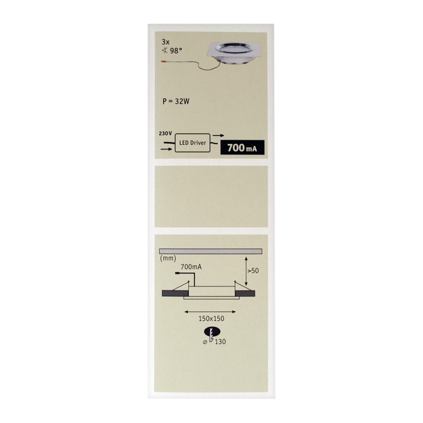 Paulmann 92695 - SET 3xLED/8W Dimmable recessed light DICE 230V