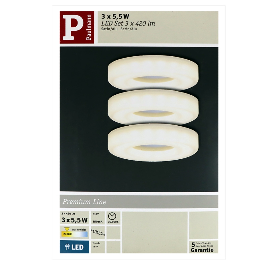 Paulmann 92704 - SET 3xLED/5,5W Recessed ceiling light BAGEL 230V