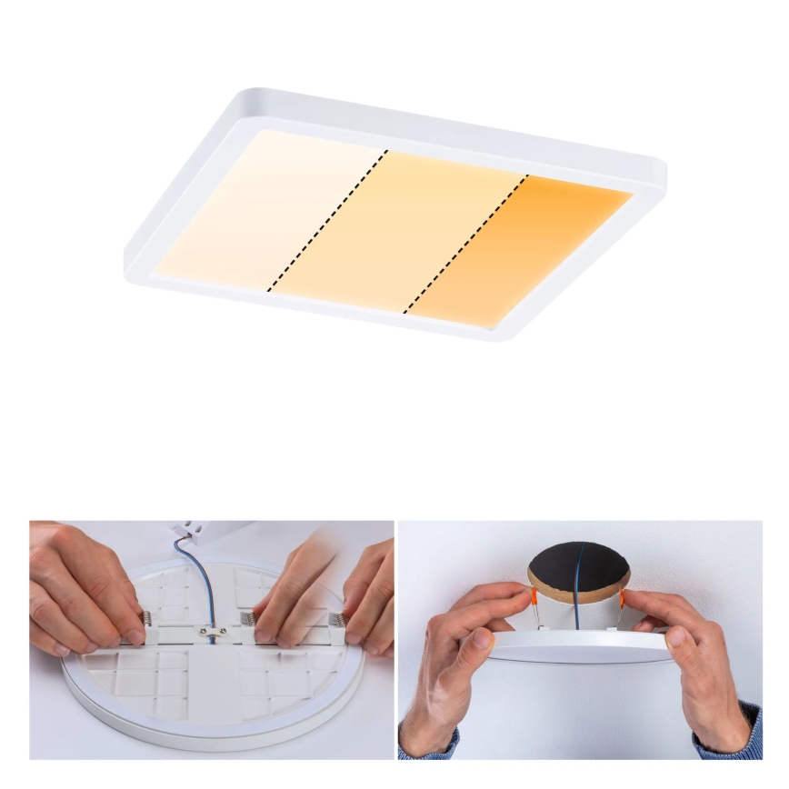 Paulmann 92993 - AREO LED 13W IP44 bathroom recessed downlight 230V 2000/3000/4000K 17,5x17,5 cm white
