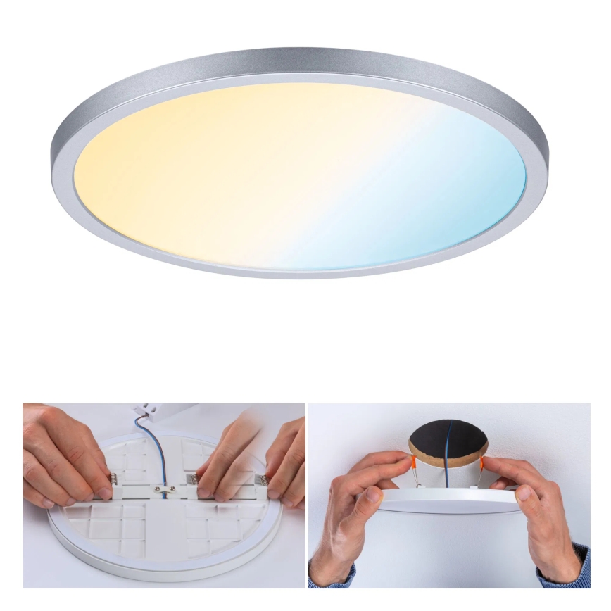Paulmann 93046 - LED/16W IP44 Dimmable Bathroom Recessed Downlight AREO 230V 3000-6500K Ø 23 cm Matte Chrome