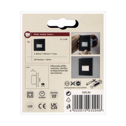 Paulmann 93094 - LED/1,2W Staircase light EDGE 230V