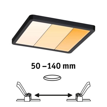 Paulmann 93101 - AREO LED/13W IP44 Bathroom recessed downlight 230V 2000/3000/4000K 17.5x17.5 cm Black