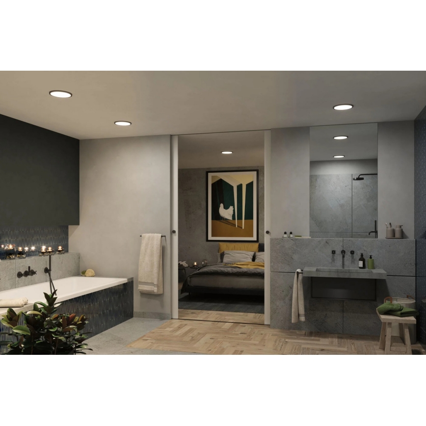 Paulmann 93102 - LED 16W IP44 Dimmable Bathroom Recessed Downlight AREO 230V 2000/3000/4000K Ø 23 cm Black