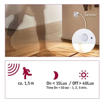 Paulmann 93133 - LED/1,2W Staircase light with sensor EDGE 230V white