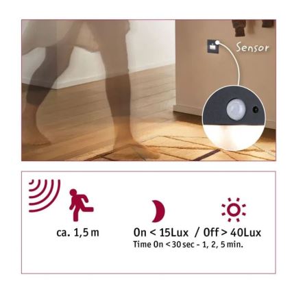 Paulmann  93135 - LED/1,2W Staircase light with sensor EDGE 230V black