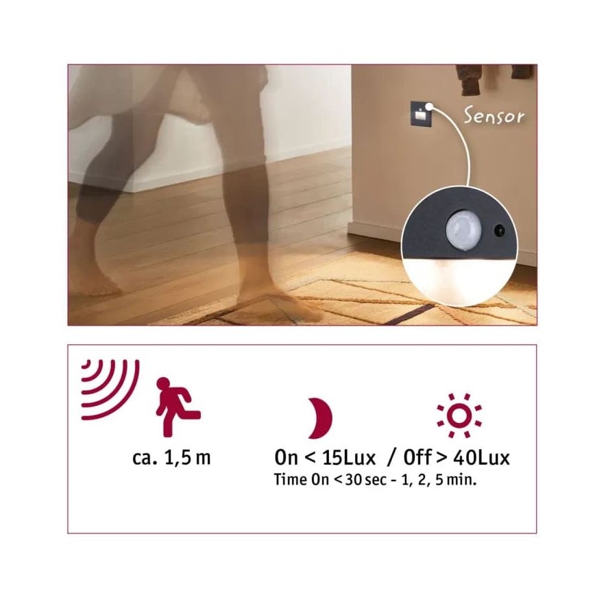 Paulmann  93135 - LED/1,2W Staircase light with sensor EDGE 230V black