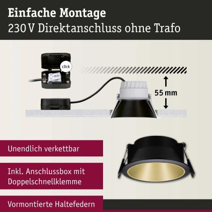 Paulmann 93404 - SADA 3xLED/6,5W IP44 Dimmable bathroom recessed light COLE 230V