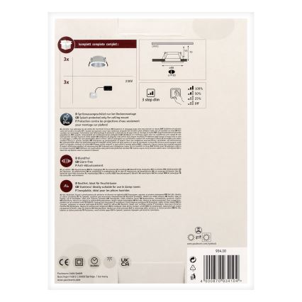 Paulmann 93410 - SET 3xLED/6,5W IP44 Dimmable bathroom recessed light COLE 230V