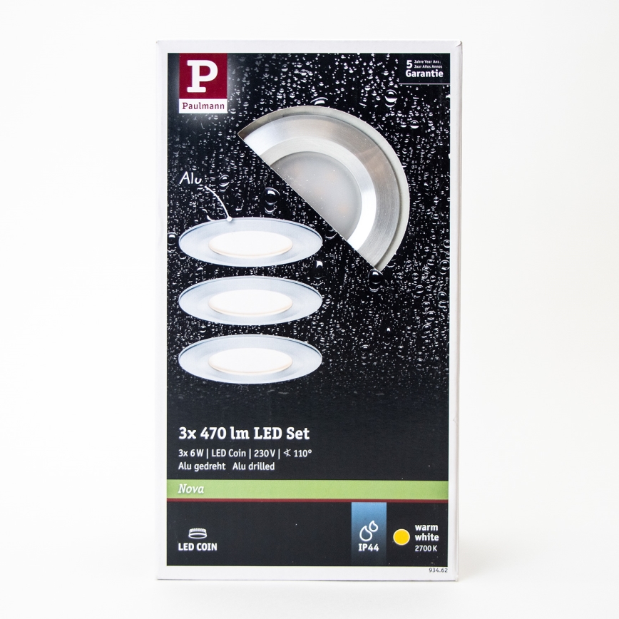 Paulmann 93462 - SET 3xLED/6W IP44 Bathroom recessed light NOVA 230V