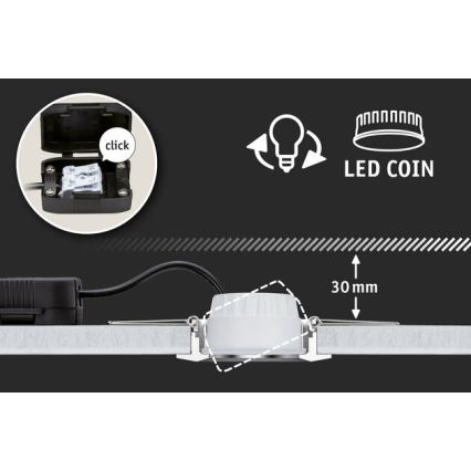 Paulmann 93483 - SET 3xLED/6,5W IP23 Dimmable bathroom recessed light NOVA 230V