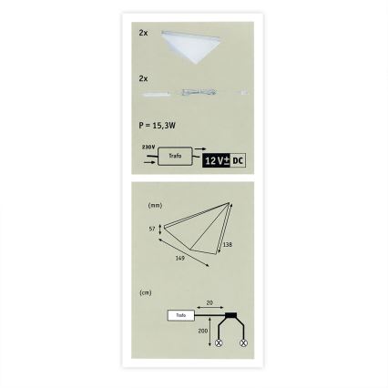Paulmann 93584 - SET 2xLED/6,2W IP44 Furniture lighting KITE 230V