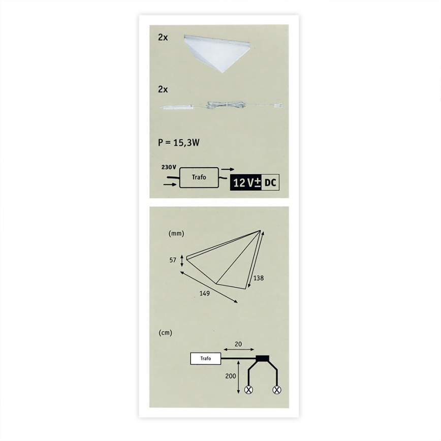 Paulmann 93584 - SET 2xLED/6,2W IP44 Furniture lighting KITE 230V