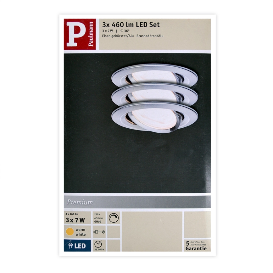 Paulmann 93607 - SET 3x LED GU10/7W IP23 Dimmable bathroom light NOVA 230V