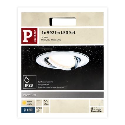 Paulmann 93867 - 1xLED/6,8W IP23 Bathroom recessed light COIN 230V