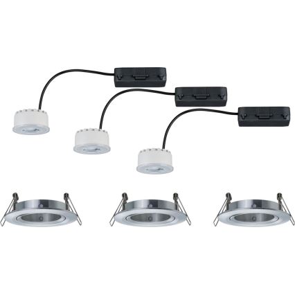 Paulmann 93943 - Set of 3 LED 6.8 W IP23 Dimmable Bathroom Recessed Downlights COIN 230 V