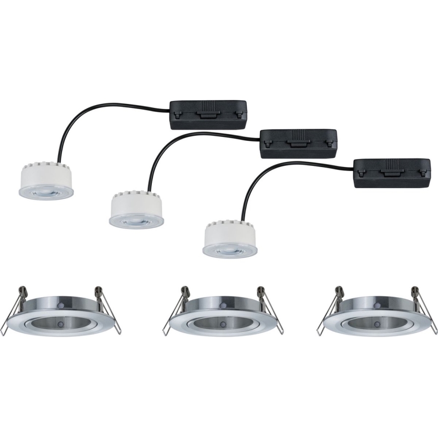 Paulmann 93943 - Set of 3 LED 6.8 W IP23 Dimmable Bathroom Recessed Downlights COIN 230 V