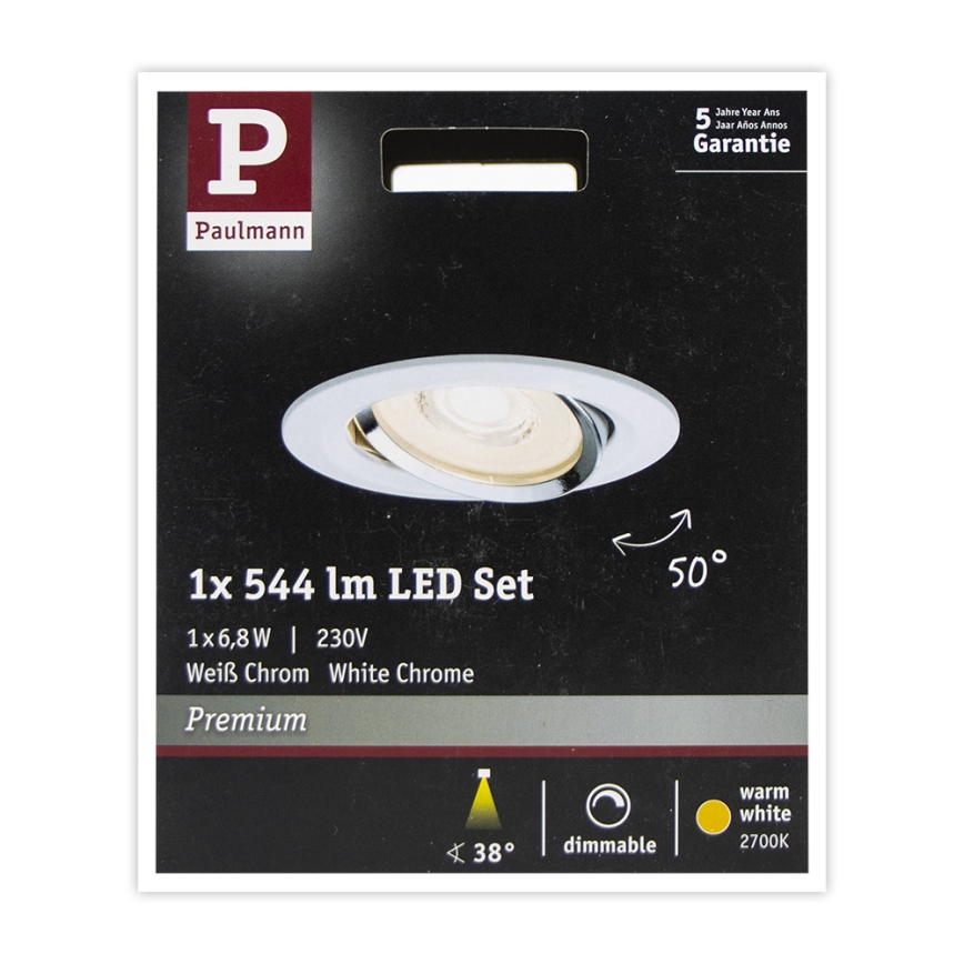 Paulmann 93945 - LED/6,8W IP23 Dimmable bathroom recessed light COIN 230V
