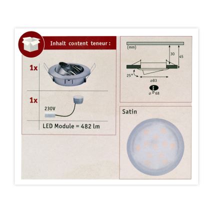 Paulmann 93963 - LED/7W IP23 Bathroom dimmable ceiling light COIN 230V