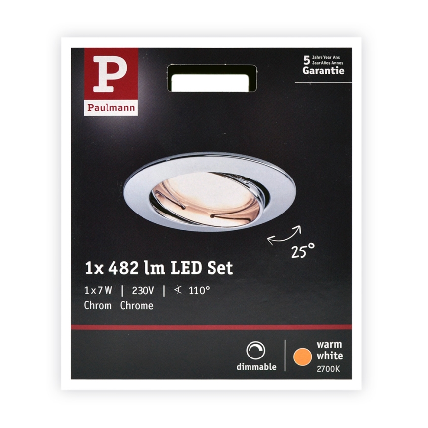 Paulmann 93965 - LED/7W Bathroom dimmable light COIN 230V