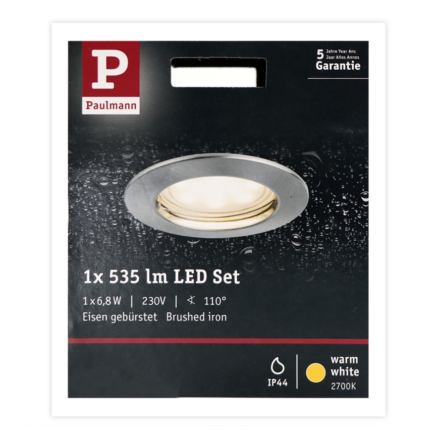 Paulmann 93975 - LED/6,8W IP44 Bathroom recessed light COIN 230V