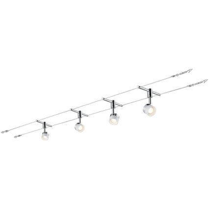 Paulmann 94080 - Set 4x LED / 4.8W, Complete STAGE 230V Cable System, Polished Chrome