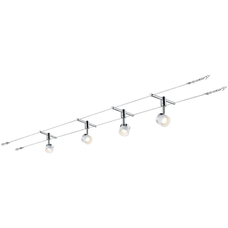 Paulmann 94080 - Set 4x LED / 4.8W, Complete STAGE 230V Cable System, Polished Chrome
