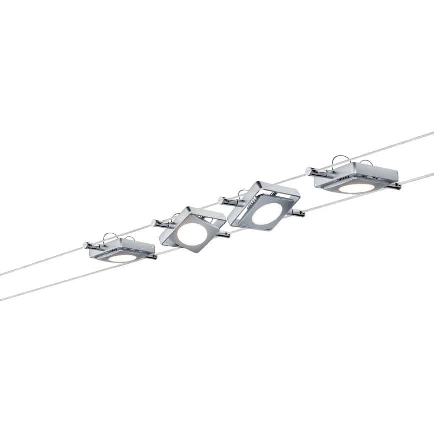 Paulmann 94107 - Set of 4 LED spotlights, 4.3W each, for MAC 230V cable system, matte chrome