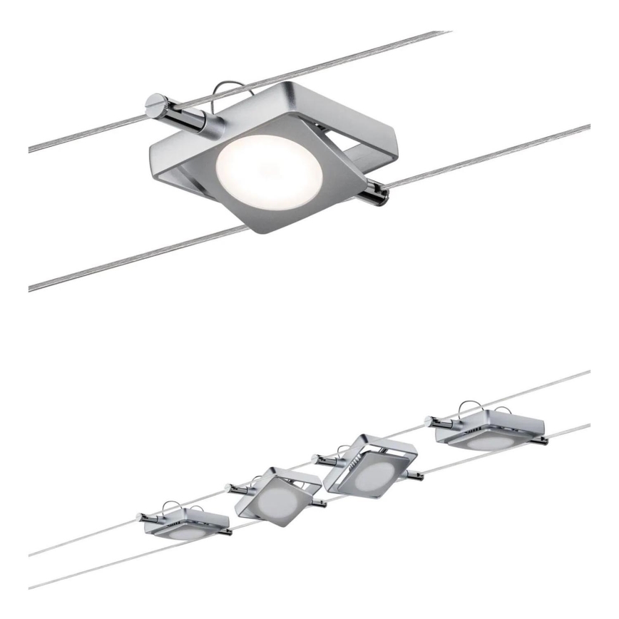 Paulmann 94107 - Set of 4 LED spotlights, 4.3W each, for MAC 230V cable system, matte chrome