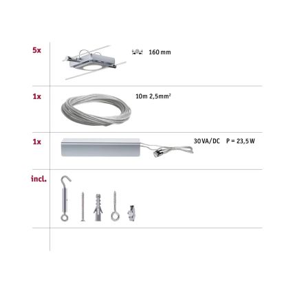 Paulmann 94108 - SET 5xLED/4,3W Spotlight for string system MAC 230V matte chrome