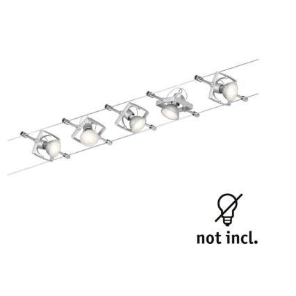Paulmann 94133 - Complete MAC 230V Cable Lighting System, Set with 5 x GU5.3/10W, Matte Chrome