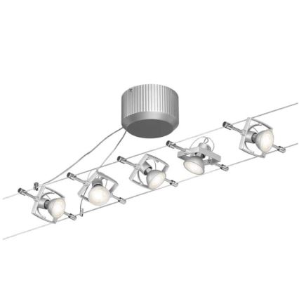 Paulmann 94133 - Complete MAC 230V Cable Lighting System, Set with 5 x GU5.3/10W, Matte Chrome