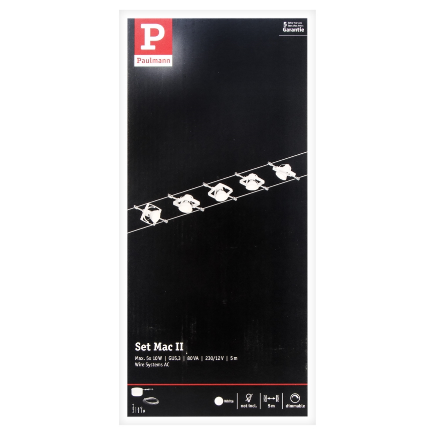 Paulmann 94134 - SET 5xGU5,3/10W Spotlight for a string system MAC 230V white