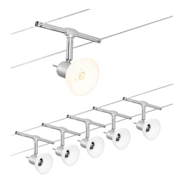 Paulmann 94136 - SET 5xGU5,3/10W Spotlight for string system SHEELA 230V shiny chrome