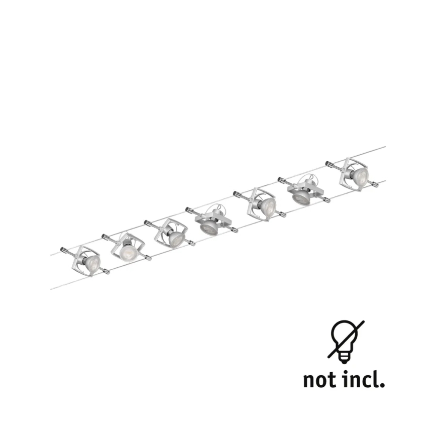 Paulmann 94152 - Complete MAC cable lighting system 230V, set of 7 x GU5.3/10W, matte chrome