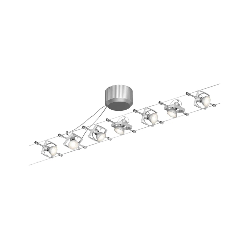 Paulmann 94152 - Complete MAC cable lighting system 230V, set of 7 x GU5.3/10W, matte chrome