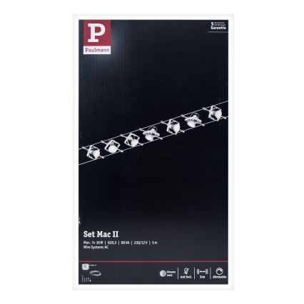 Paulmann 94152 - Complete MAC cable lighting system 230V, set of 7 x GU5.3/10W, matte chrome