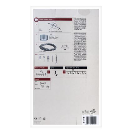 Paulmann 94152 - Complete MAC cable lighting system 230V, set of 7 x GU5.3/10W, matte chrome
