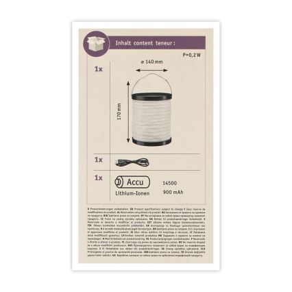 Paulmann 94169 - LED/0,2W IP44 Outdoor decorative light MOBILE 3,7V