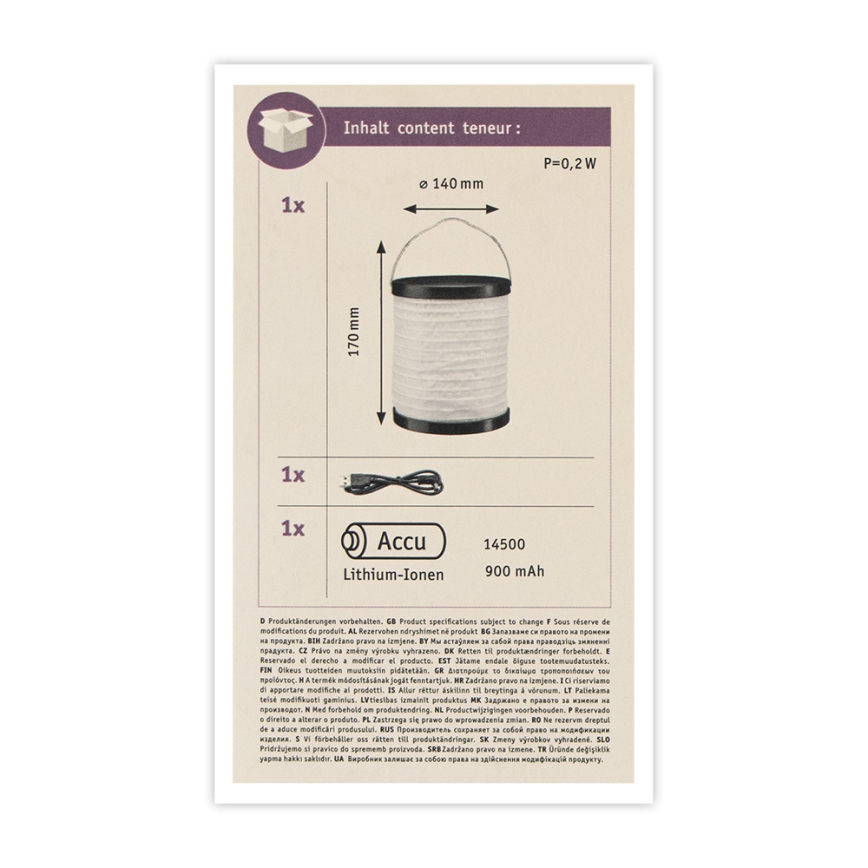 Paulmann 94169 - LED/0,2W IP44 Outdoor decorative light MOBILE 3,7V