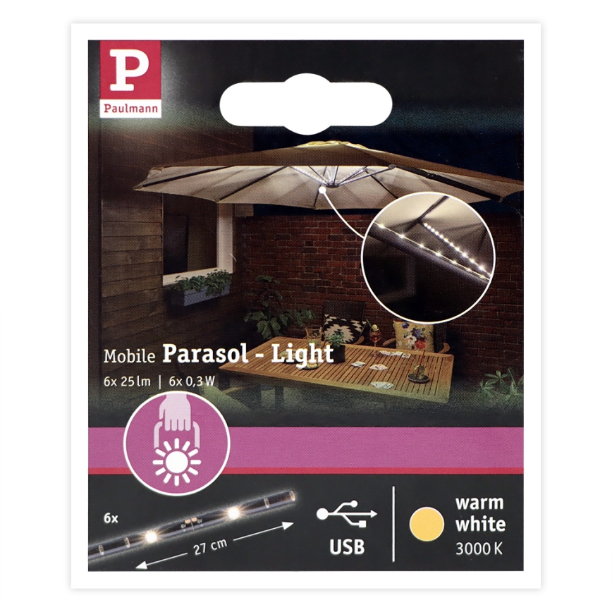Paulmann 94219 - LED/1,8W Parasol lighting 5V/USB 2,02m
