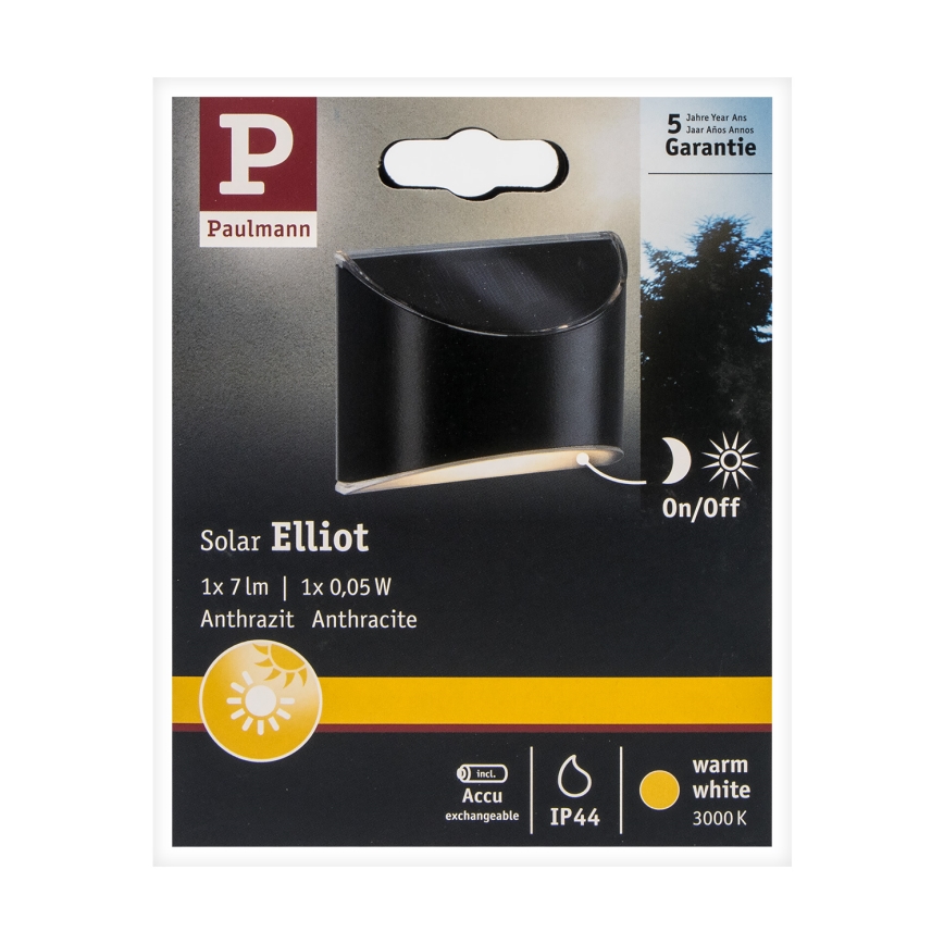 Paulmann 94233 - LED/0,05W IP44 Solar wall light ELLIOT 1,2V