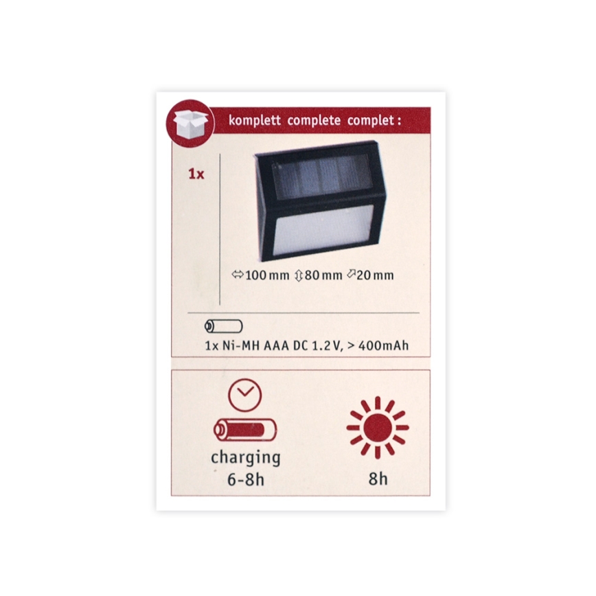 Paulmann 94234- LED/0,05W IP44 Outdoor solar light with sensor DAYTON 1,5V