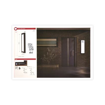 Paulmann 94257 - LED/19W IP44 House number with sensor 230V