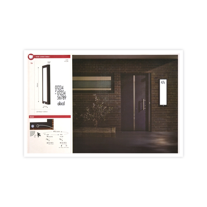 Paulmann 94257 - LED/19W IP44 House number with sensor 230V