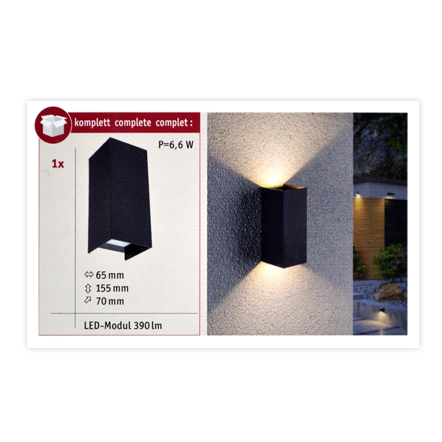 Paulmann 94326 - 2xLED/2,8W IP44 Outdoor wall light FLAME 230V