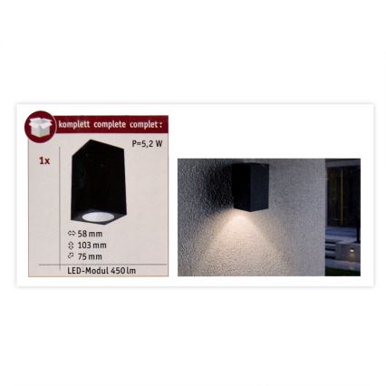 Paulmann 94327 - LED/3,8W IP44 Outdoor wall light FLAME 230V anthracite