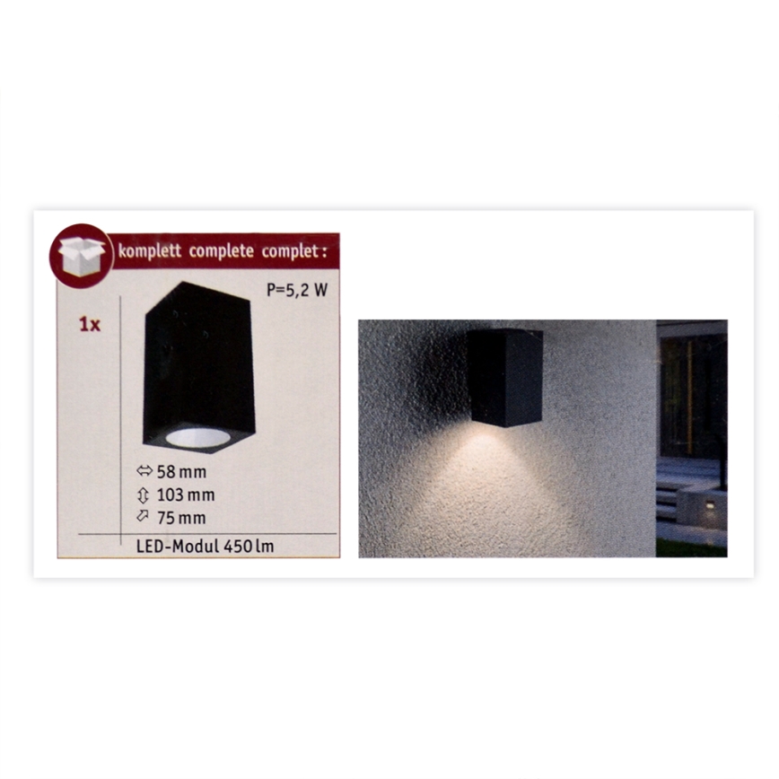 Paulmann 94327 - LED/3,8W IP44 Outdoor wall light FLAME 230V anthracite