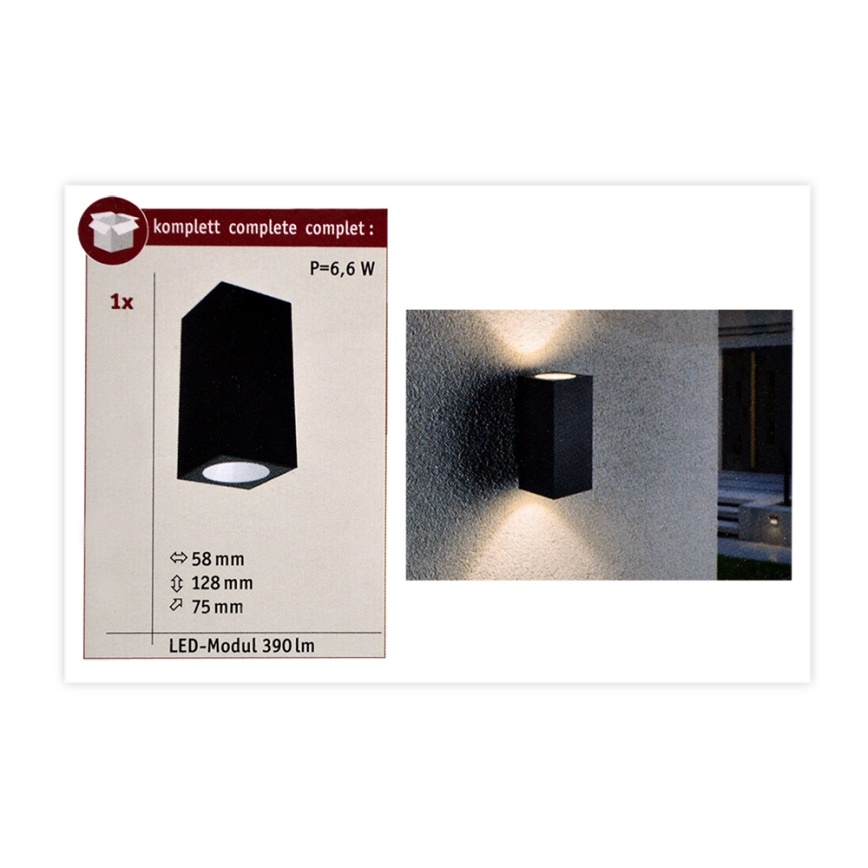 Paulmann 94328 - 2xLED/2,8W IP44 Outdoor wall light FLAME 230V anthracite